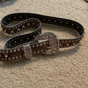Nocona Rhinestone & Cowhide Belt